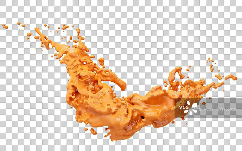 流动的橙色颜料液体三维渲染图片素材