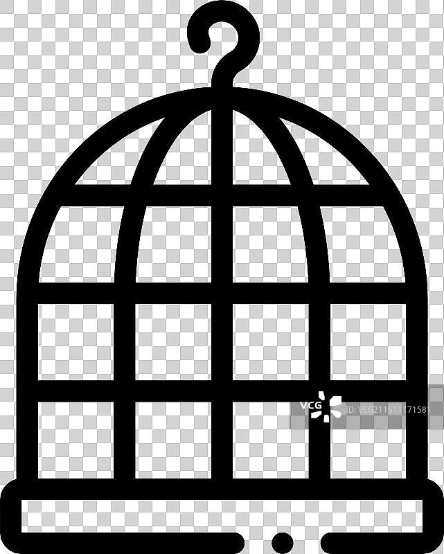 隔离的鸟笼图标线性设计图片素材