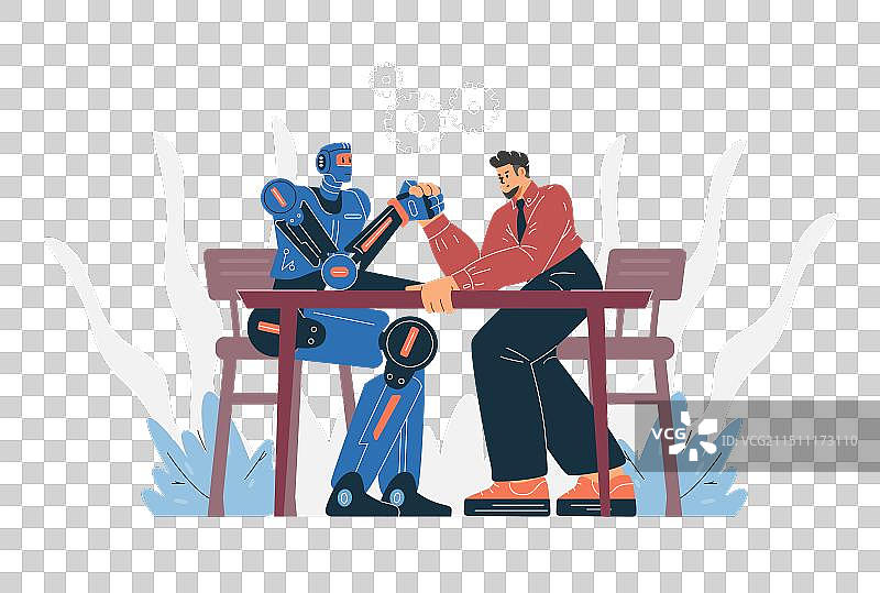 商人与机器人扳手腕图片素材