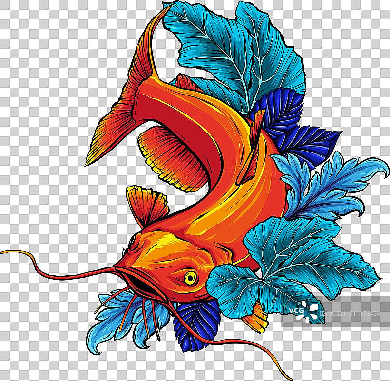 彩色鲶鱼卡通图片素材