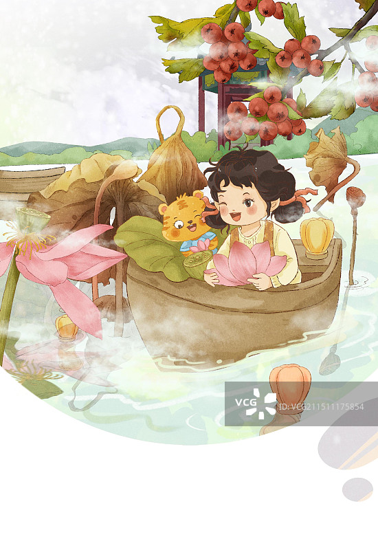 节气插画处暑图片素材