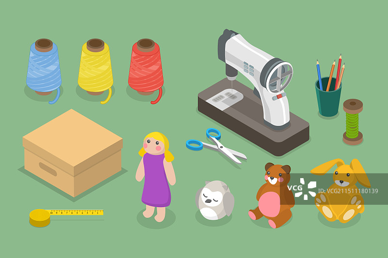 2.5D等距扁平手工插画图片素材