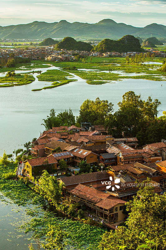 中国云南省文山州丘北县普者黑风景区仙人洞村附近风光图片素材