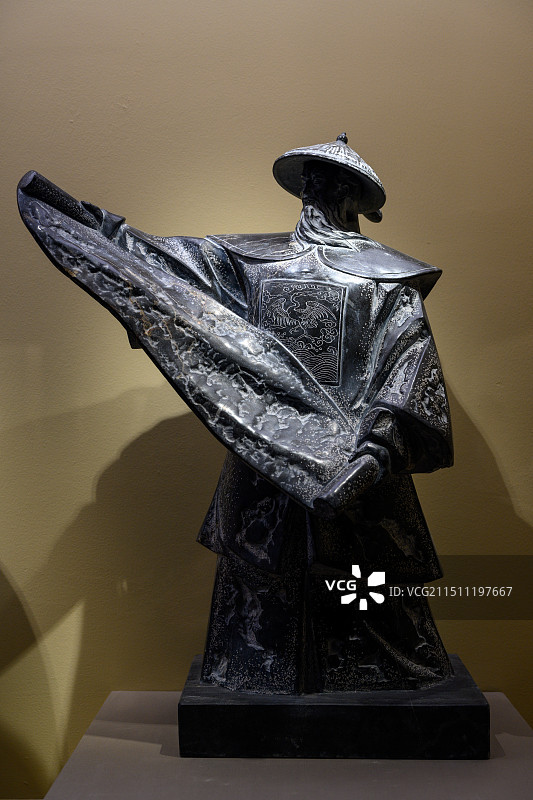 《清正廉明——清朝于成龙》，中国国家博物馆，河北曲阳石雕艺术展当代工艺品图片素材