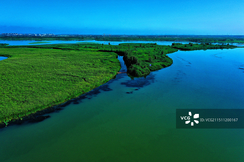 华北明珠白洋淀。燕南堤美公园温泉城新码头图片素材
