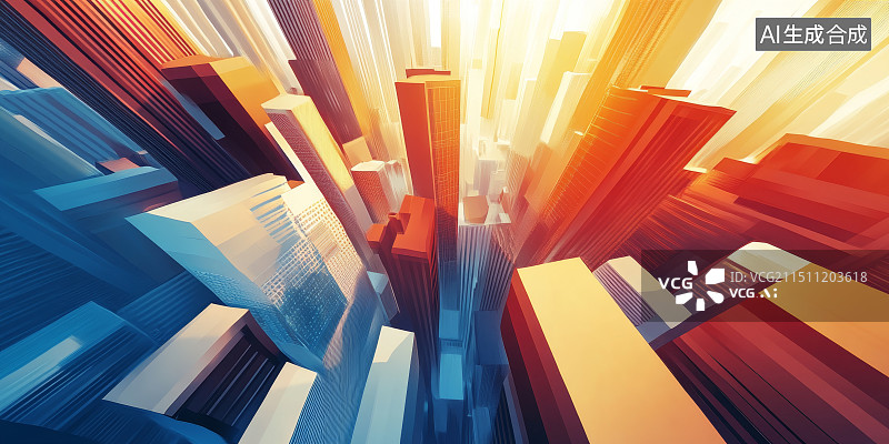 【AI数字艺术】秋日城市天际线插画，科技智慧城市未来插画图片素材