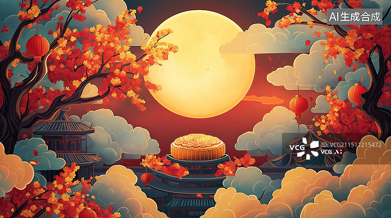【AI数字艺术】中秋节节日插画图片素材