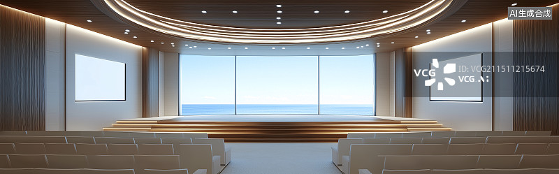 【AI数字艺术】3D会议室宽幅背景图片素材