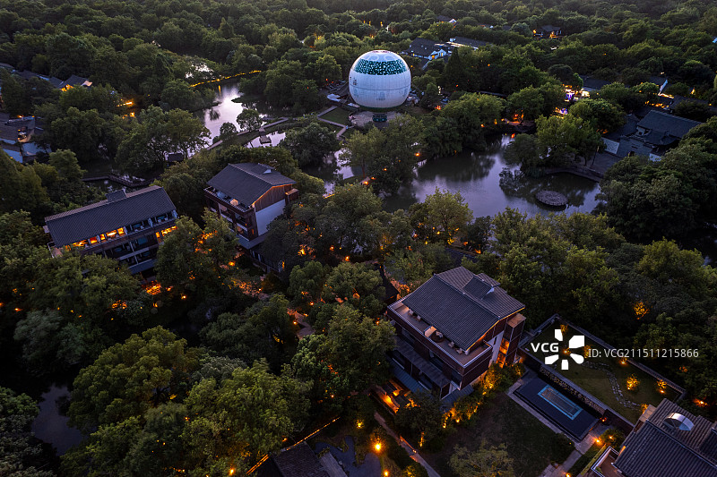 杭州西溪国家湿地公园航拍图片素材