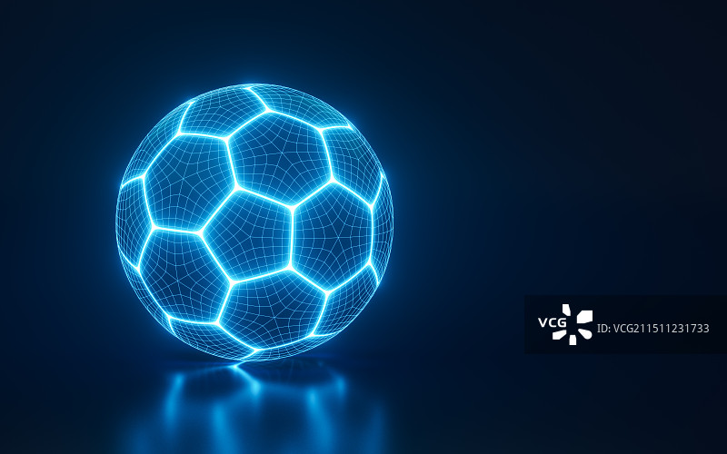 抽象发光的足球3D渲染图片素材