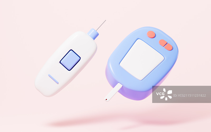 血糖采血和血糖仪3D渲染图片素材