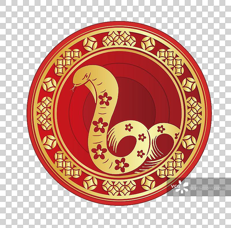 2025年蛇年 中国新年祝福贺卡矢量插画元素图片素材