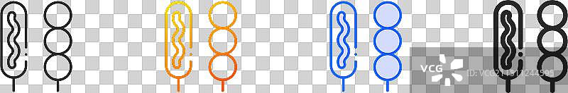 玉米热狗图标（线性渐变蓝色描边）图片素材