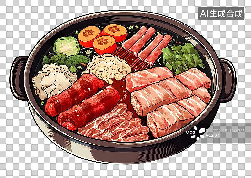 【AI数字艺术】美食火锅 食物 饮食 蔬菜 肉 辣图片素材