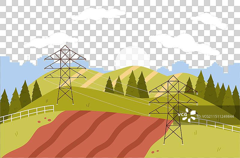 带耕地的乡村景观图片素材