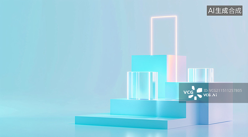 【AI数字艺术】抽象几何形状商业海报创意三维渲染插图背景图片素材