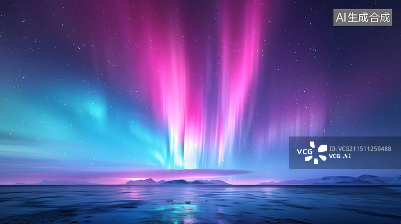 【AI数字艺术】极光自然夜晚风景户外天空景观宁静场景插图图片素材