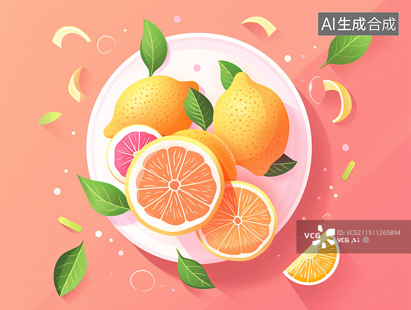 【AI数字艺术】健康早餐美食沙拉俯视图健身餐新鲜水果插画图片素材