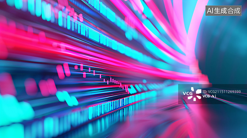 【AI数字艺术】蓝色科技抽象光子大数据网络创意图图片素材
