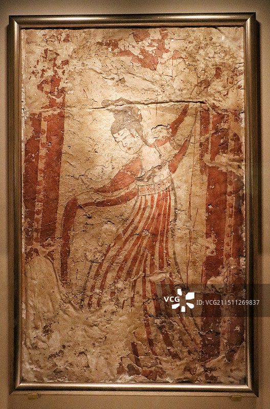 中国国家博物馆-唐显庆年间红衣舞女壁画图片素材
