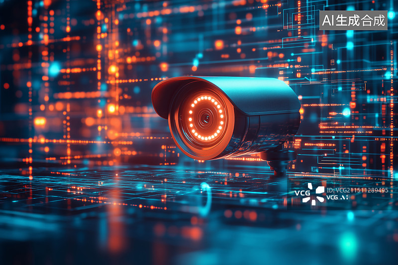 【AI数字艺术】城市街头的监控摄像头图片素材