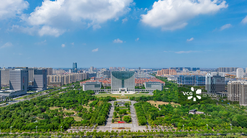 启东 市政府 城市风光 航拍图片素材