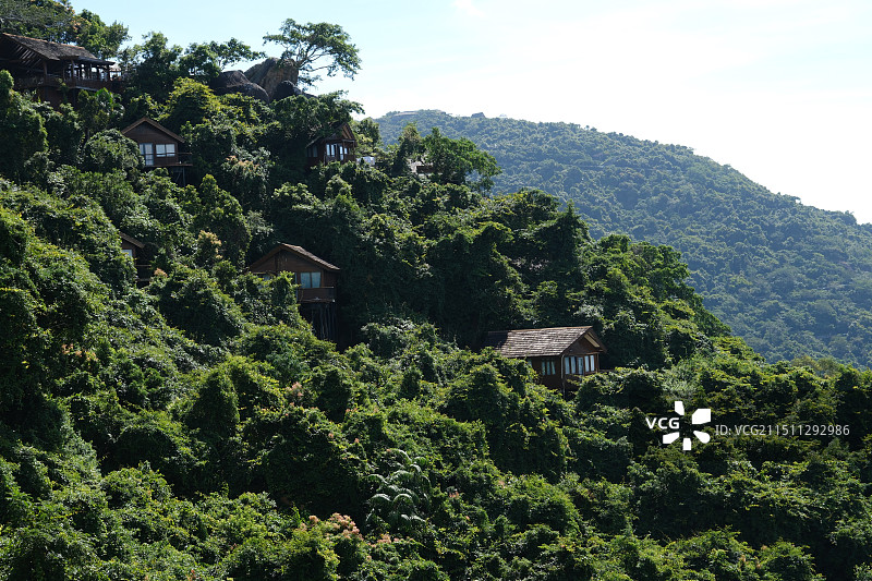 三亚亚龙湾热带天堂森林公园林中木屋图片素材