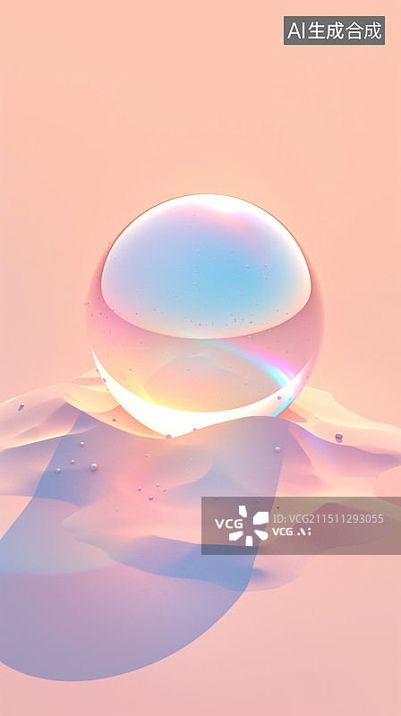 【AI数字艺术】时尚粉色明亮沙漠圆型玻璃镜面3D立体展台图片素材