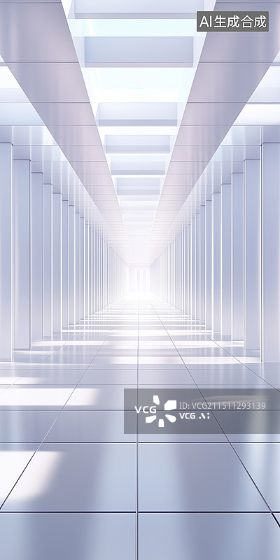 【AI数字艺术】透明的极简商务办公大厅空间玻璃幕墙3D背景图片素材