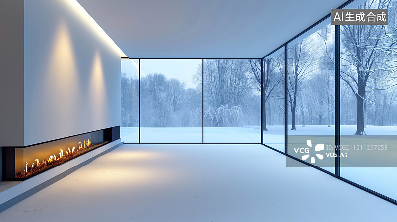 【AI数字艺术】3D冬天客厅沙发三维空间场景图片素材