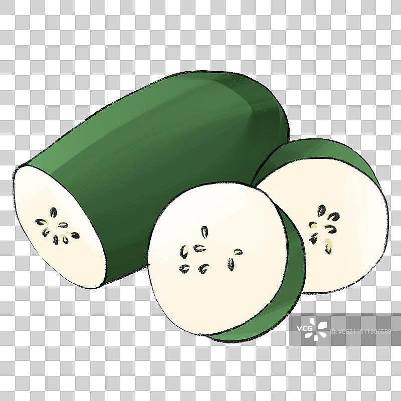 冬瓜-手绘蔬菜生鲜促销电商包装手绘插画元素图片素材