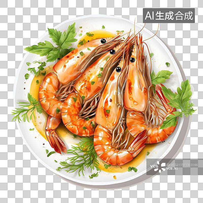 【AI数字艺术】一盘美味的油焖大虾 海鲜 美食 食物 饮食图片素材