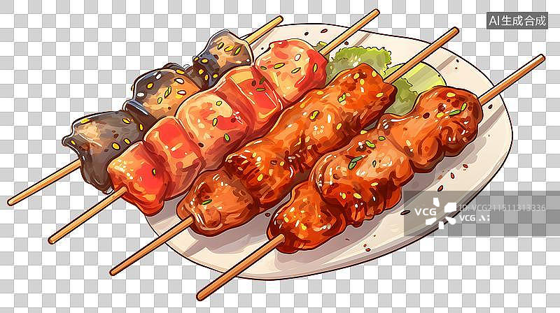 【AI数字艺术】烧烤烤串 烤肉 美食 小吃 美味 特色 餐饮 饮食图片素材
