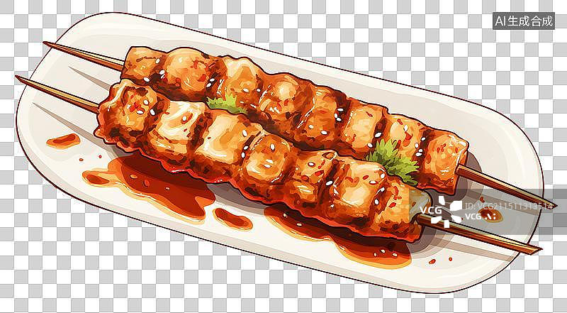 【AI数字艺术】烧烤、烤串、羊肉串、烤肉。美食 小吃 美味 饮食 餐饮 菜单图片素材