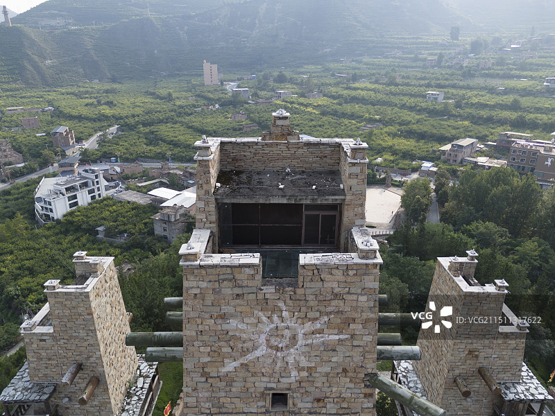 四川茂县中国古羌城航拍图片素材