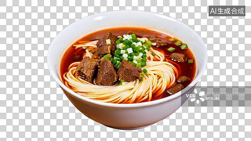 【AI数字艺术】一碗牛肉拉面特写，中国传统美食免抠元素图片素材