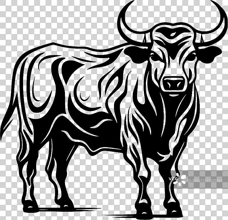 黑白公牛隔离图标图片素材