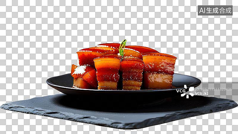 【AI数字艺术】一盘东坡肉，红烧肉，五花肉，猪肉，中国传统美食免抠元素图片素材