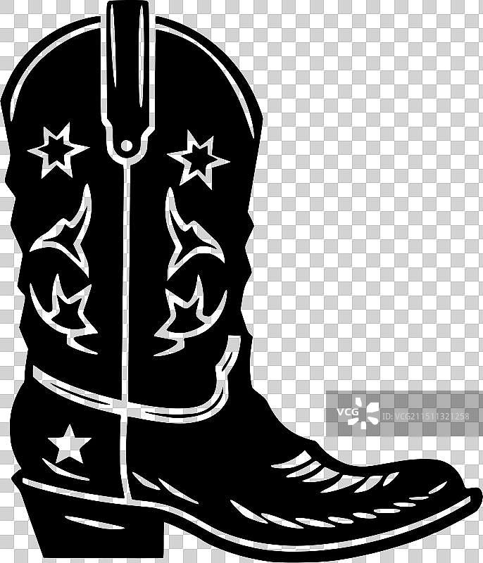 牛仔靴 - 黑白隔离图标图片素材