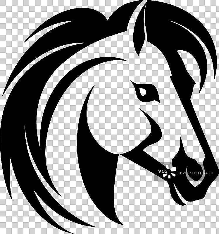 黑白马匹隔离图标图片素材