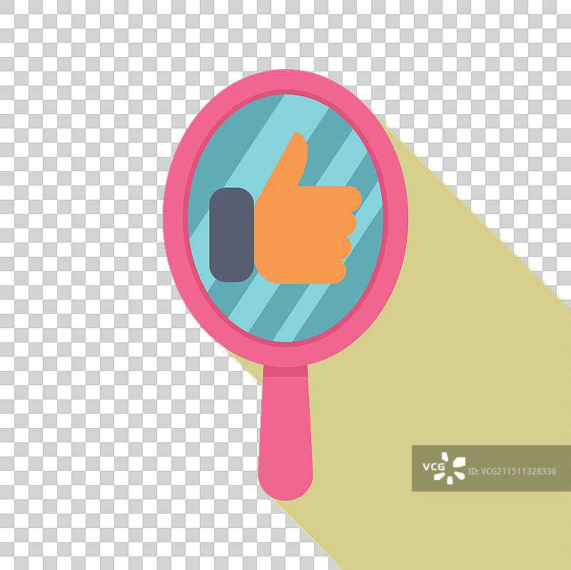 镜子中反射出点赞图标图片素材