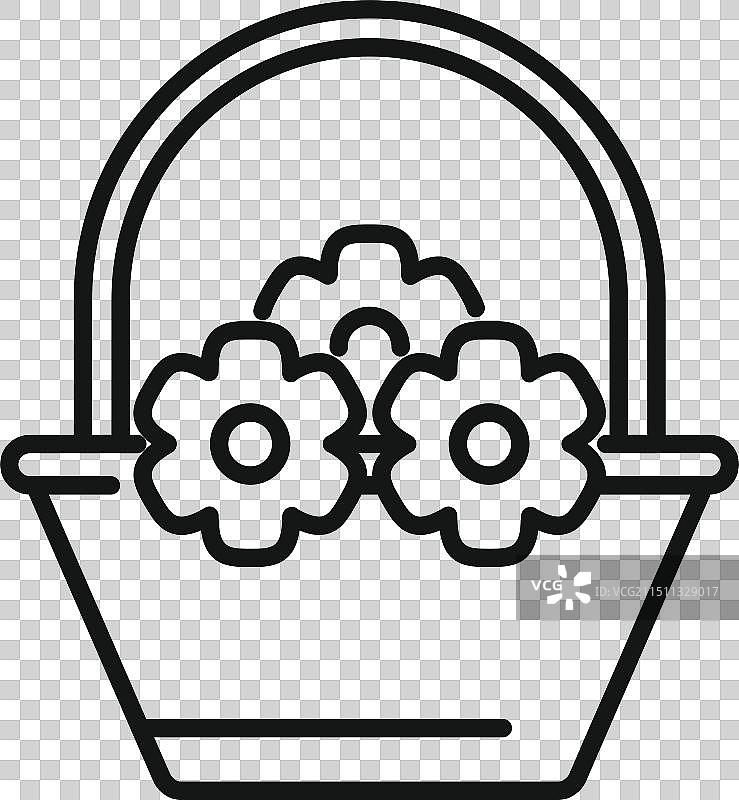 装着三朵简单花朵的篮子图片素材