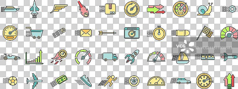 速度图标集彩色线条图片素材