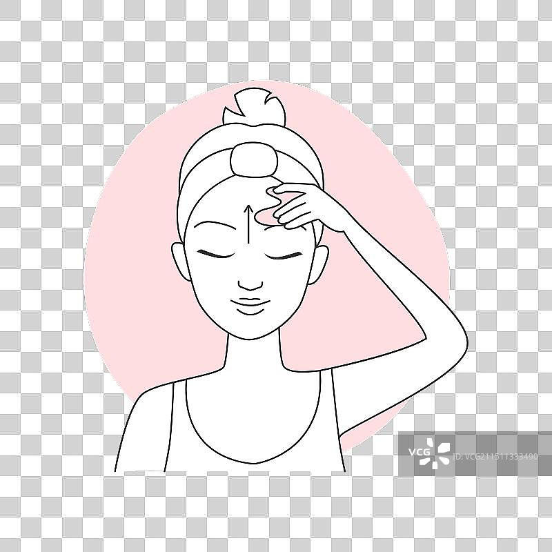 女孩按摩额头肌肤图片素材