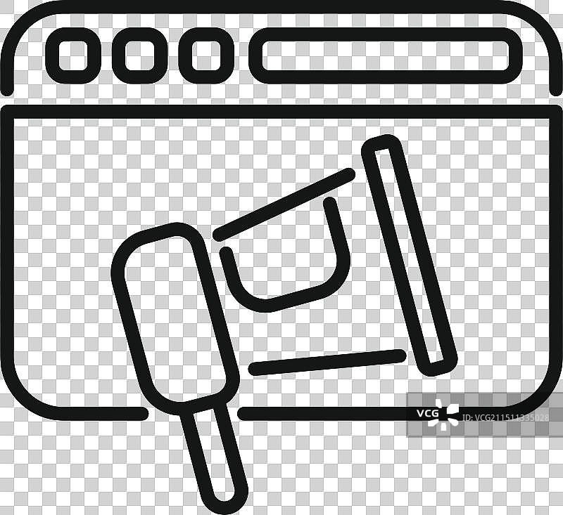 具有Web浏览器冰淇淋的线条艺术图标图片素材