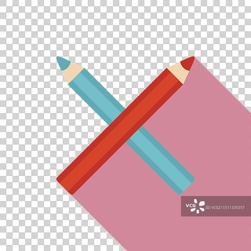 粉色背景上的彩色铅笔交叉图片素材