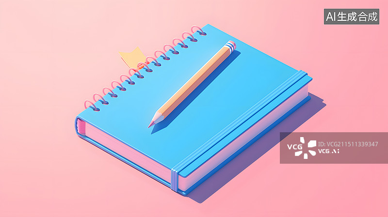 【AI数字艺术】铅笔与书文具背景图片素材