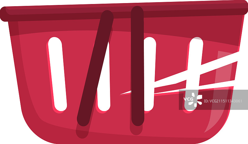 白色背景上破损的红色空购物篮图片素材