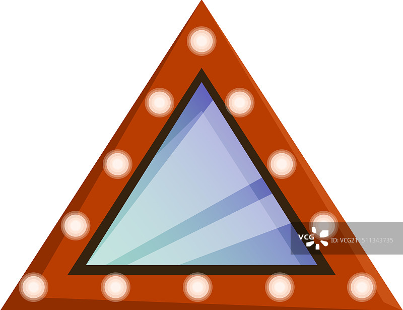 带灯泡的红色三角形遮篷标志图片素材