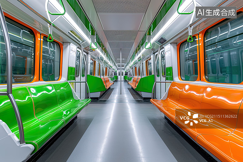 【AI数字艺术】地铁车厢无人插图图片素材